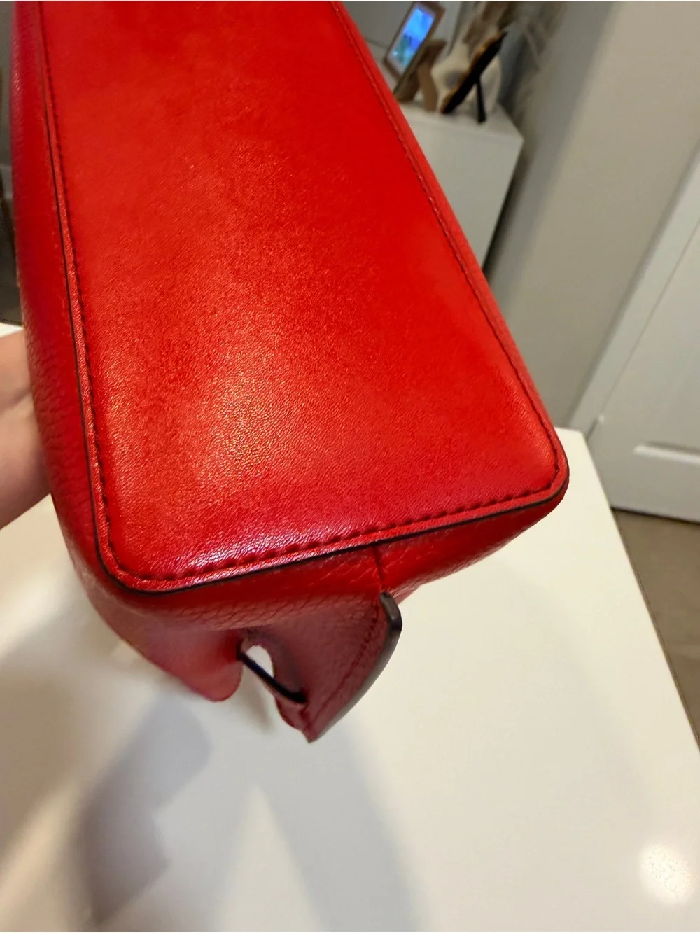 Michael Kors Red Pebbled Leather Belted Satchel Small Crossbody Bag w/strap